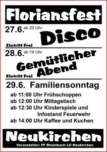 Plakat zum Floriansfest in Neukirchen 2014