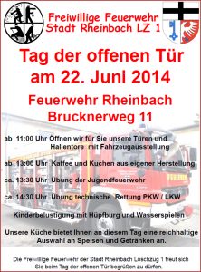 Plakat zum Tag der offenen Tür des Löschzug 1 am 22.06.2014
