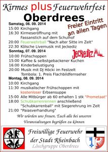 Plakat zum Feuerwehrfest in Oberdrees 2014